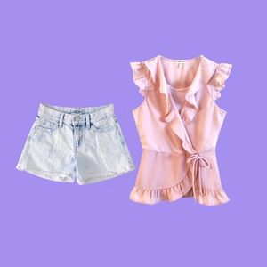 Monteau Old Navy Outfit Bundle Blouse Jean Shorts